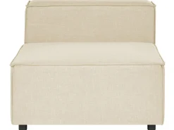 Hjørnesofa modul 3 personers APRICA Kunstlinned Beige med fodskammel Højrevendt