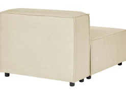 Hjørnesofa modul 3 personers APRICA Kunstlinned Beige med fodskammel Højrevendt