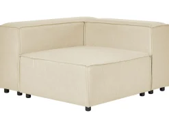 Hjørnesofa modul 3 personers APRICA Kunstlinned Beige med fodskammel Højrevendt