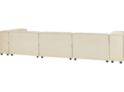 Hjørnesofa modul 3 personers APRICA Kunstlinned Beige med fodskammel Højrevendt