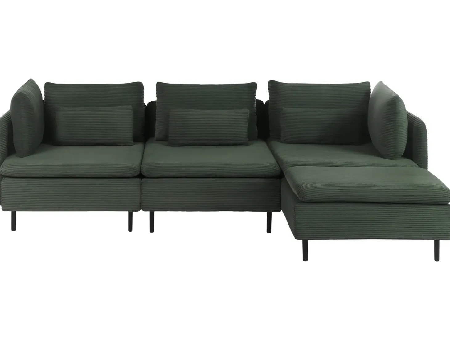 Hjørnesofa modul 3 personers EGERIS Fløjl Mørkegrøn Venstrevendt
