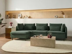 Hjørnesofa modul 3 personers EGERIS Fløjl Mørkegrøn Højrevendt