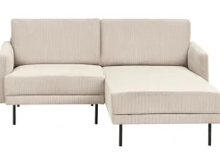 Hjørnesofa 2 personers BREDA Fløjl Beige Venstrevendt