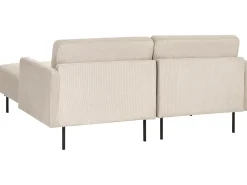 Hjørnesofa 2 personers BREDA Fløjl Beige Venstrevendt