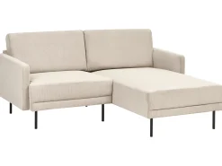 Hjørnesofa 2 personers BREDA Fløjl Beige Venstrevendt
