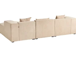 Hjørnesofa 3 personers DOLVA Fløjl Beige Venstrevendt