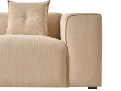 Hjørnesofa 3 personers DOLVA Fløjl Beige Højrevendt