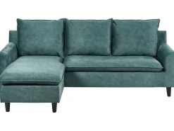 Hjørnesofa 3 personers ELVENES Velour Blågrøn Højrevendt