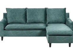 Hjørnesofa 3 personers ELVENES Velour Blågrøn Venstrevendt