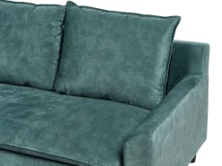 Hjørnesofa 3 personers ELVENES Velour Blågrøn Venstrevendt