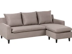 Hjørnesofa 3 personers ELVENES Velour Brungrå Venstrevendt