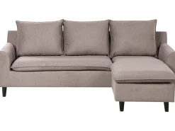 Hjørnesofa 3 personers ELVENES Velour Brungrå Venstrevendt