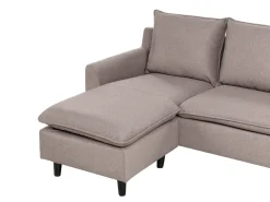 Hjørnesofa 3 personers ELVENES Velour Brungrå Højrevendt