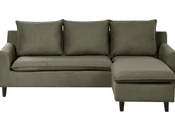 Hjørnesofa 3 personers ELVENES Velour Mørkegrøn Venstrevendt