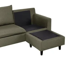 Hjørnesofa 3 personers ELVENES Velour Mørkegrøn Venstrevendt