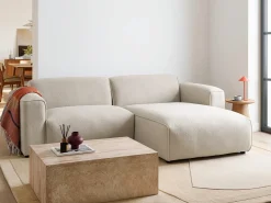 Hjørnesofa 3 personers FAABORG Boucle Beige Venstrevendt