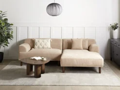 Hjørnesofa 3 personers HOLT Beige Venstrevendt