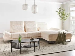 Hjørnesofa 4 personers IKAST Fløjl Beige Venstrevendt