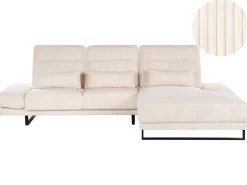 Hjørnesofa 4 personers IKAST Fløjl Beige Venstrevendt