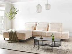 Hjørnesofa 4 personers IKAST Fløjl Beige Højrevendt