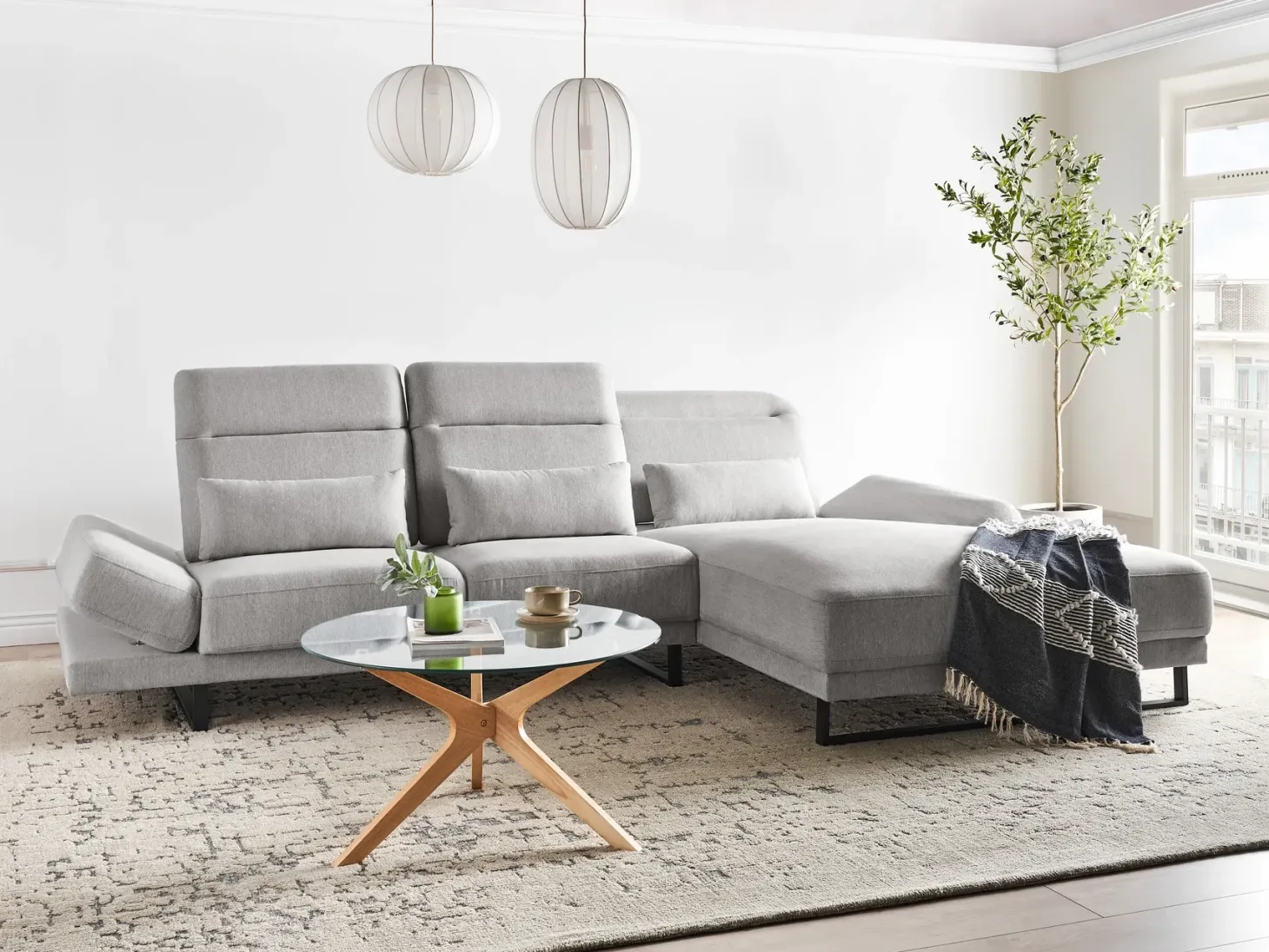 Hjørnesofa 4 personers IKAST Lysegrå Venstrevendt