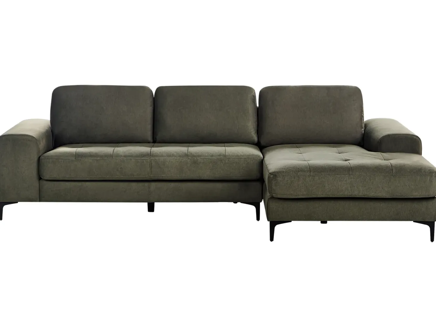 Hjørnesofa 4 personers KIRUNA Velour Mørkegrøn Venstrevendt