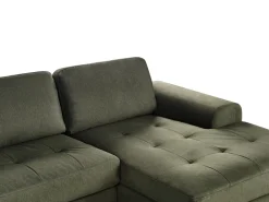 Hjørnesofa 4 personers KIRUNA Velour Mørkegrøn Venstrevendt