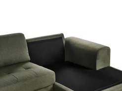 Hjørnesofa 4 personers KIRUNA Velour Mørkegrøn Venstrevendt