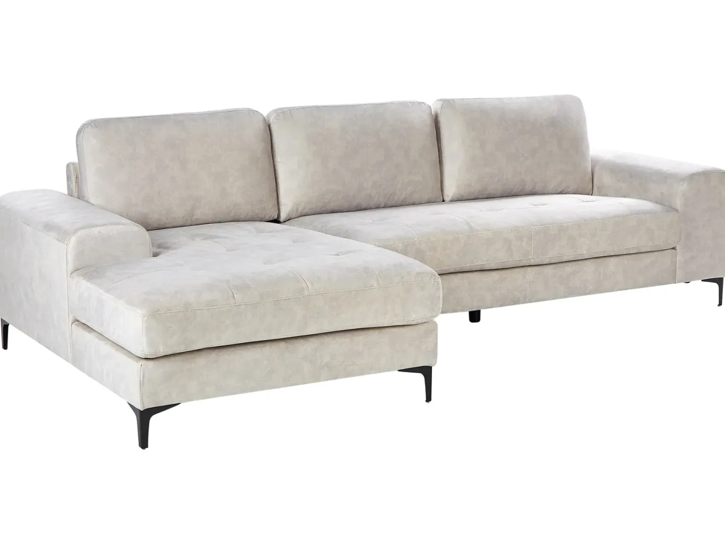 Hjørnesofa 4 personers KIRUNA Velour Lys Beige Højrevendt