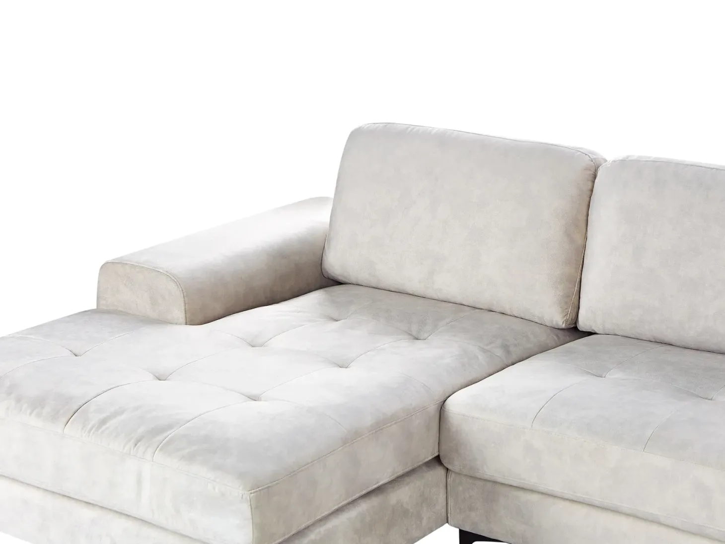 Hjørnesofa 4 personers KIRUNA Velour Lys Beige Højrevendt