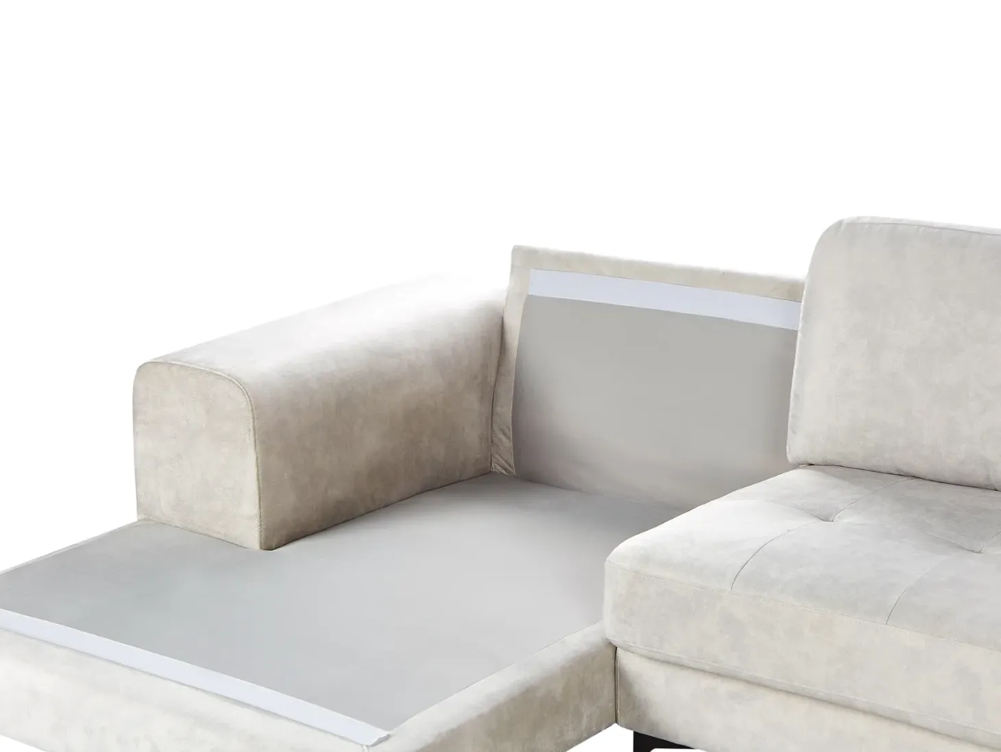 Hjørnesofa 4 personers KIRUNA Velour Lys Beige Højrevendt