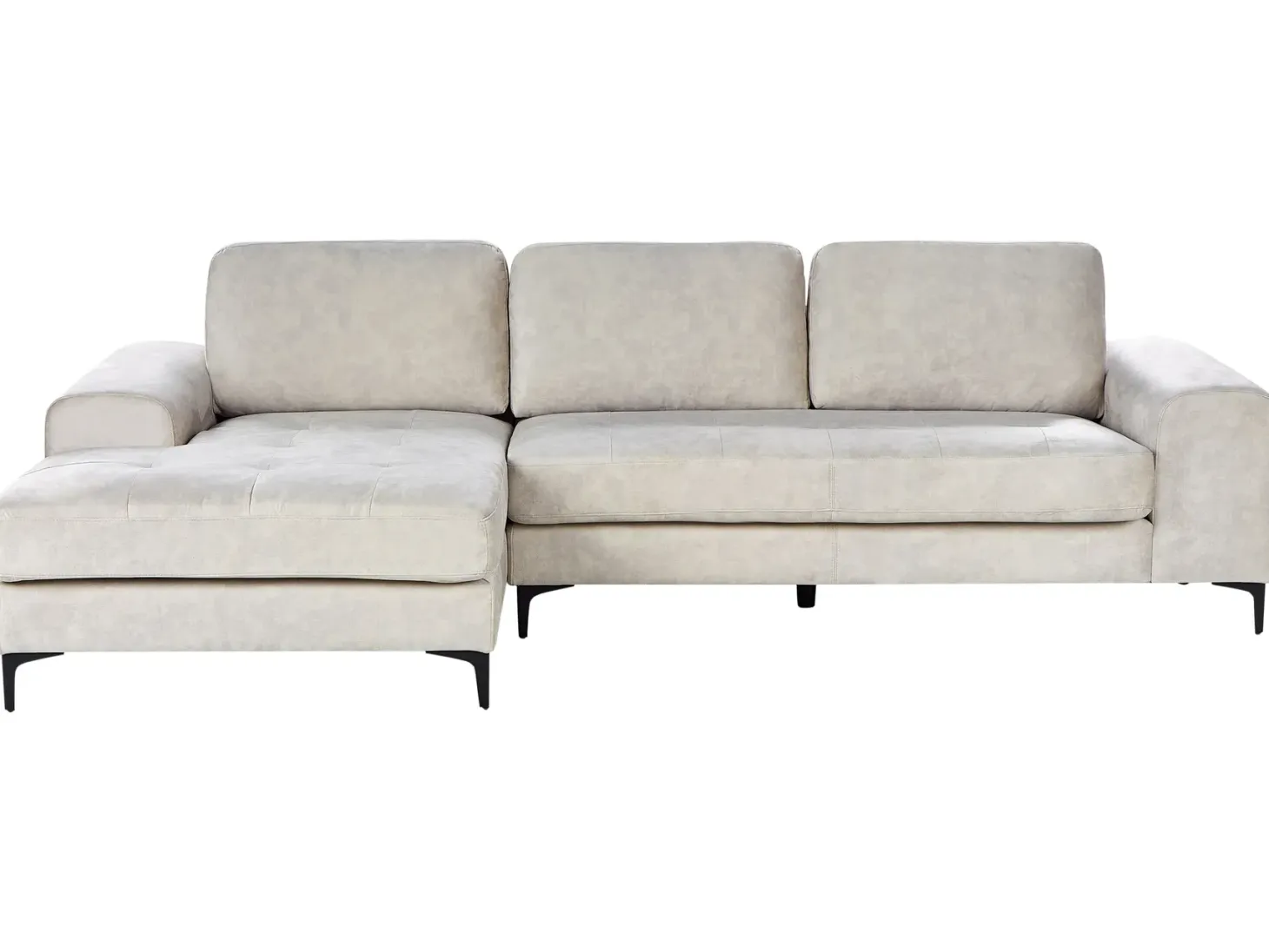 Hjørnesofa 4 personers KIRUNA Velour Lys Beige Højrevendt