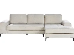 Hjørnesofa 4 personers KIRUNA Velour Lys Beige Venstrevendt