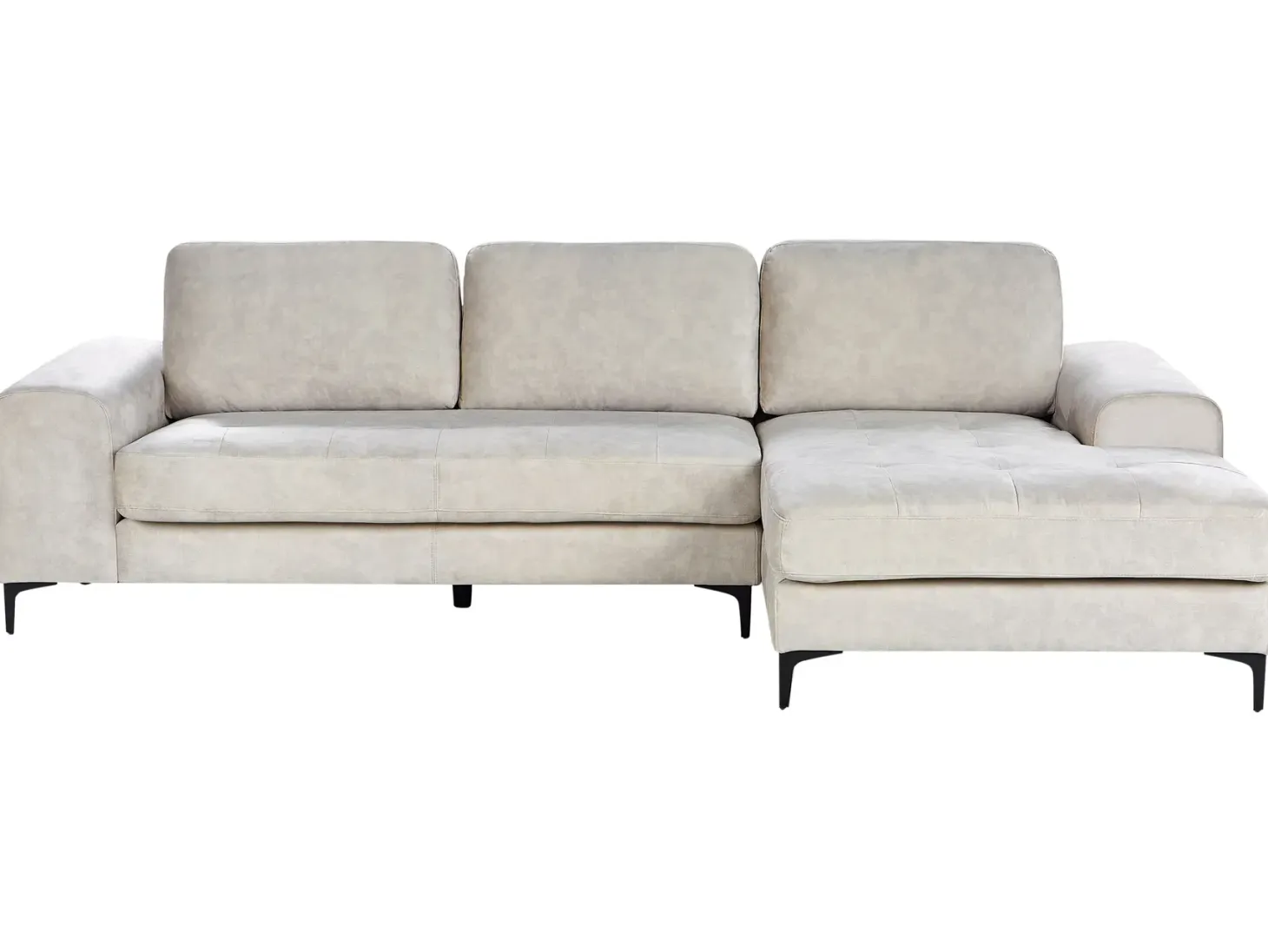 Hjørnesofa 4 personers KIRUNA Velour Lys Beige Venstrevendt