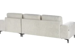 Hjørnesofa 4 personers KIRUNA Velour Lys Beige Venstrevendt