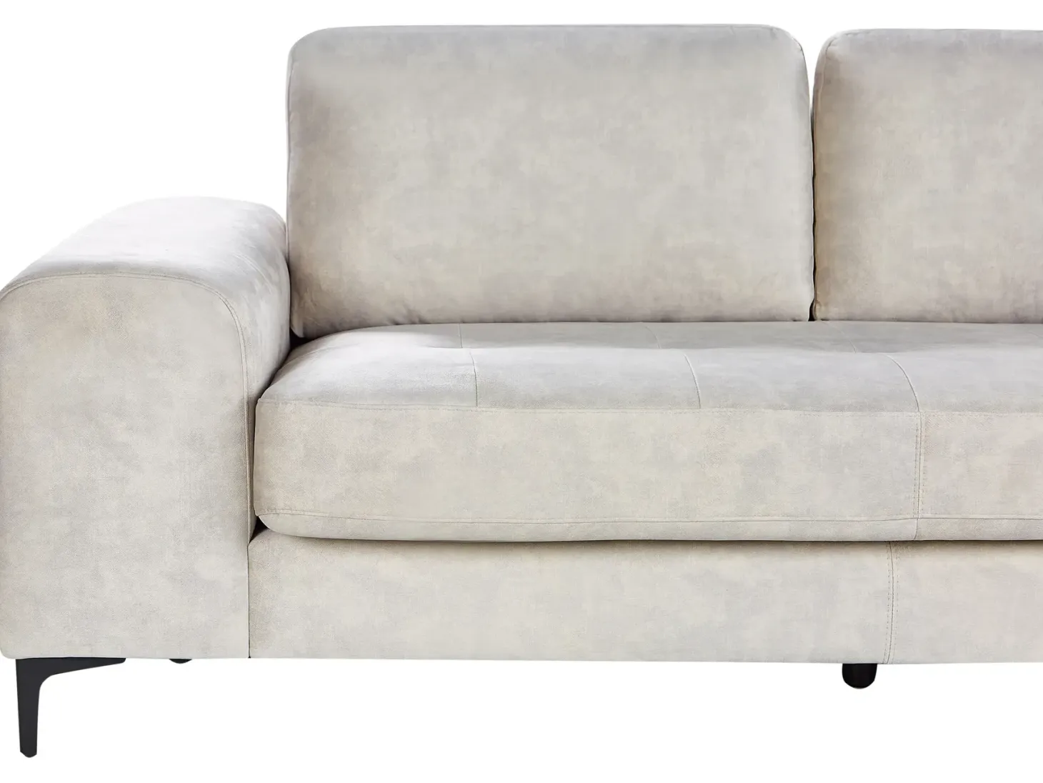 Hjørnesofa 4 personers KIRUNA Velour Lys Beige Venstrevendt