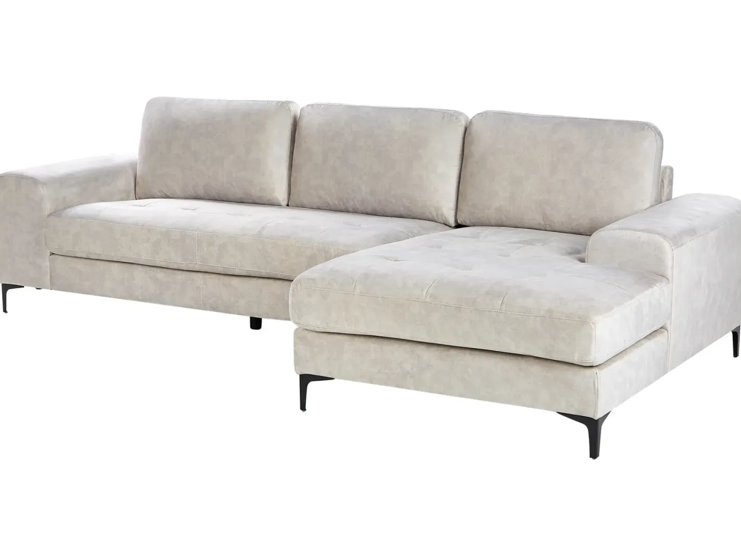 Hjørnesofa 4 personers KIRUNA Velour Lys Beige Venstrevendt
