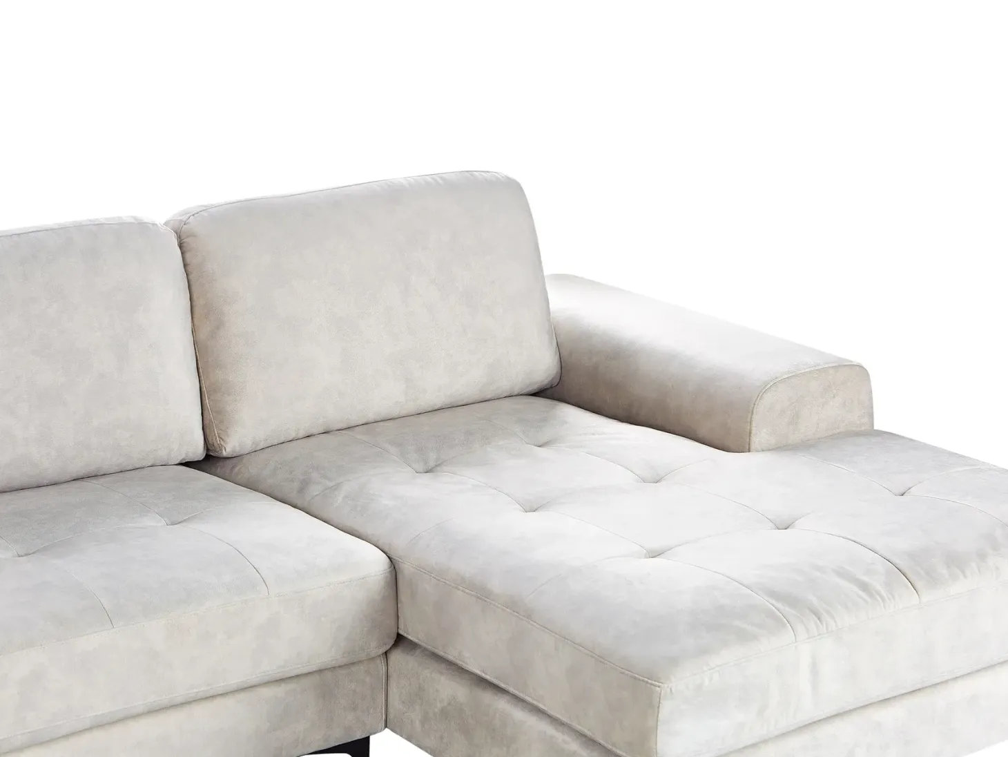 Hjørnesofa 4 personers KIRUNA Velour Lys Beige Venstrevendt