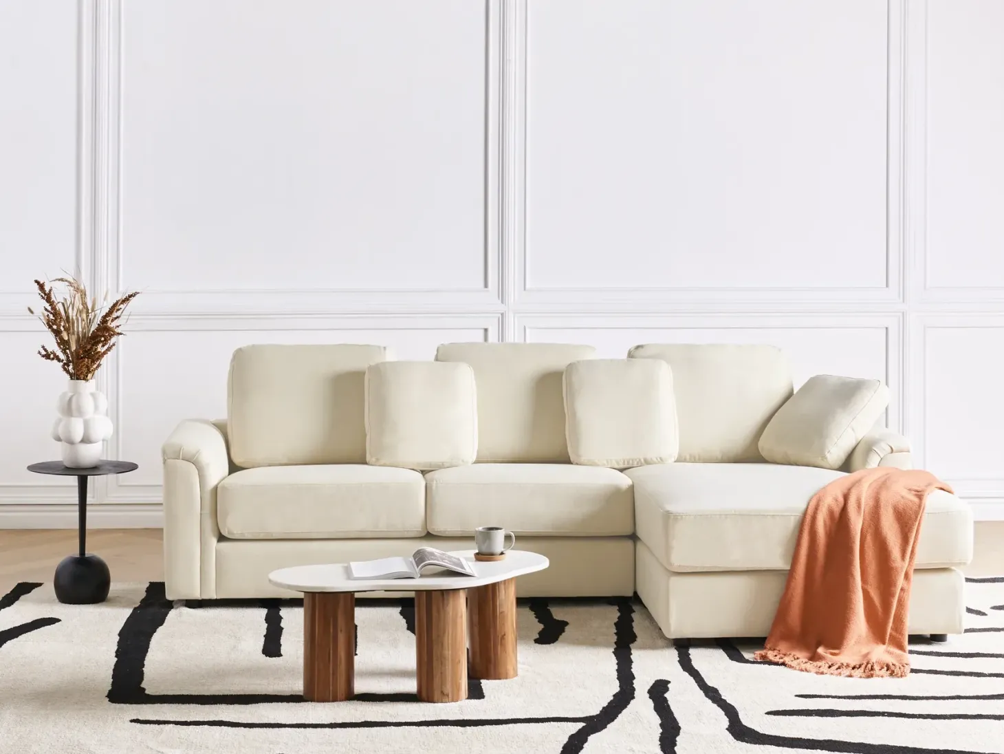 Hjørnesofa 4 personers KOHLO Lys Beige Venstrevendt