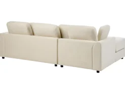 Hjørnesofa 4 personers KOHLO Lys Beige med fodskammel Højrevendt