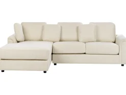 Hjørnesofa 4 personers KOHLO Lys Beige med fodskammel Højrevendt