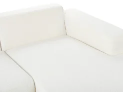 Hjørnesofa 4 personers LUNGO Boucle Hvid Venstrevendt