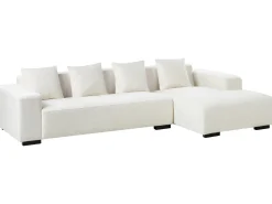 Hjørnesofa 4 personers LUNGO Boucle Hvid Venstrevendt