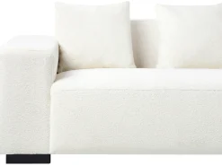 Hjørnesofa 4 personers LUNGO Boucle Hvid Venstrevendt