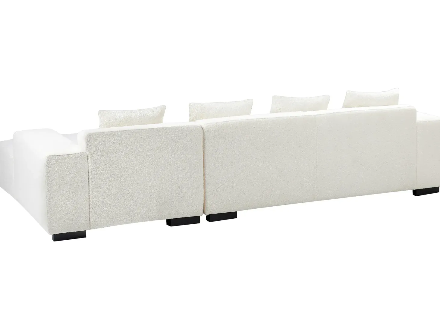 Hjørnesofa 4 personers LUNGO Boucle Hvid Venstrevendt