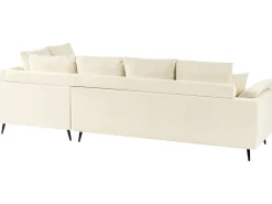 Hjørnesofa 4 personers LUNNER Fløjl Lys Beige Venstrevendt