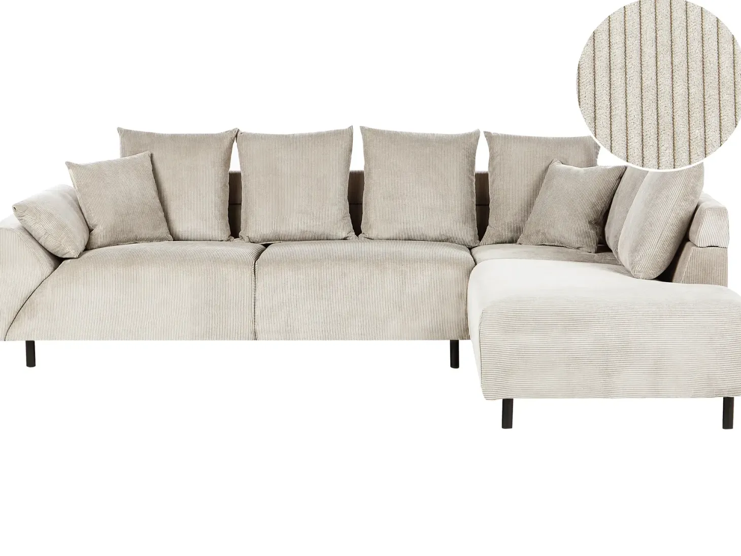 Hjørnesofa 4 personers LUNNER Fløjl Beige Venstrevendt