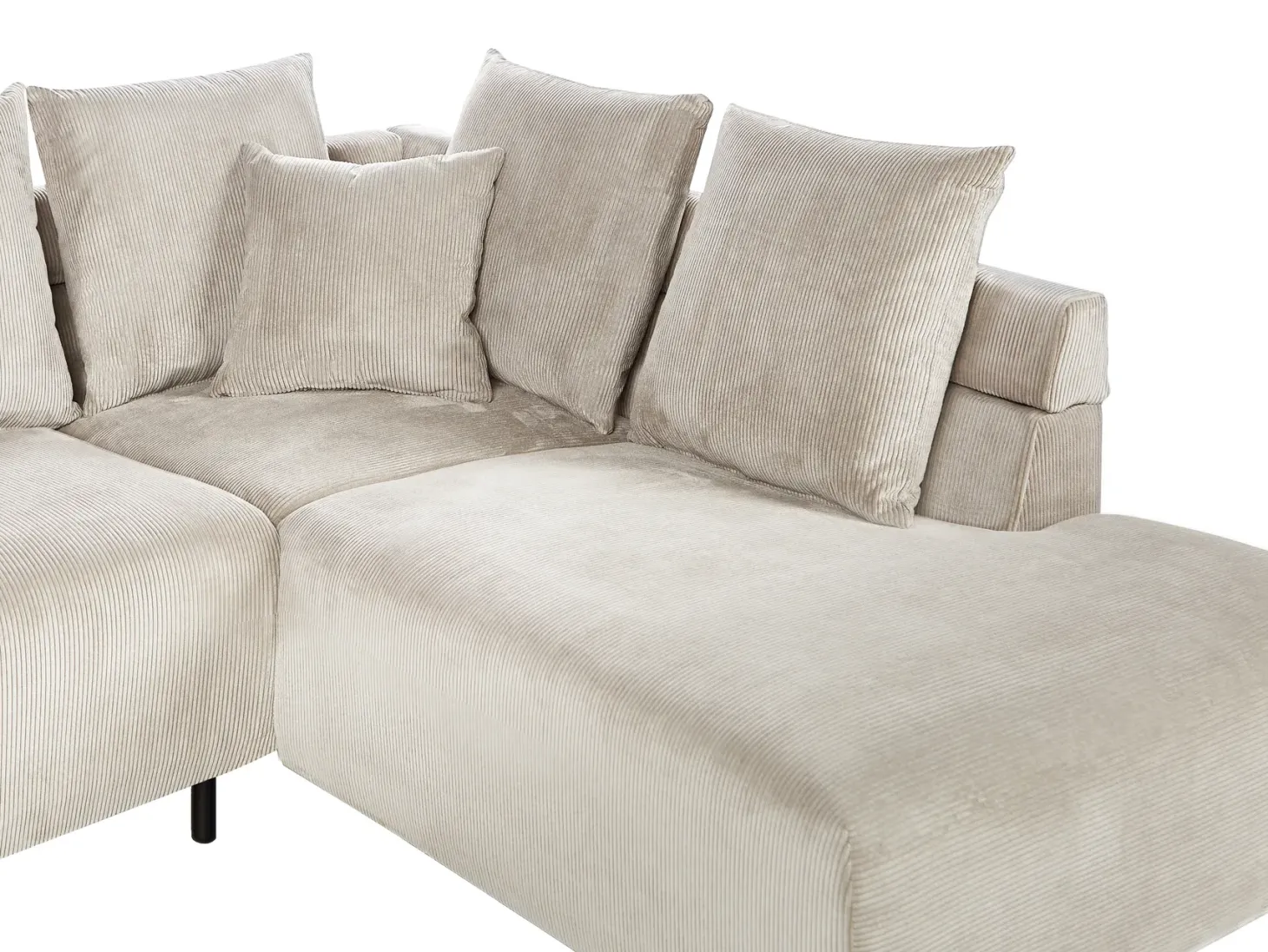Hjørnesofa 4 personers LUNNER Fløjl Beige Venstrevendt