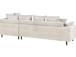Hjørnesofa 4 personers LUNNER Fløjl Beige Venstrevendt