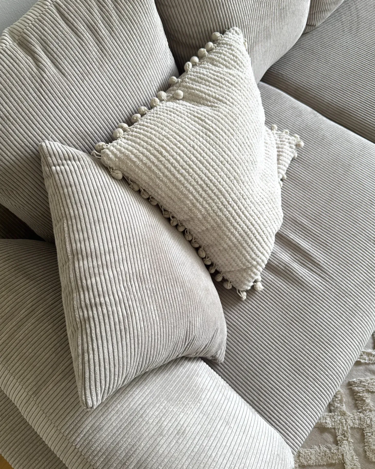Hjørnesofa 4 personers LUNNER Fløjl Beige Venstrevendt